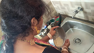 Married women Hot sex while cooking in kitchen