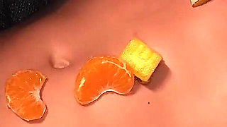 My Roommate's Sweet Craving: Fruit Served Over My Abs.