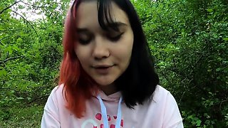 Busty Teen Babe Performs in the Woods