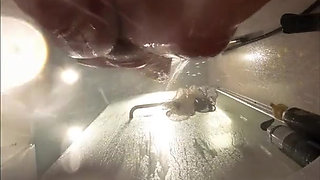 Webcam Under Stepsisters Bath. Wet Pussy After Sex with Boyfriend