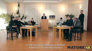 Watch as mature Elle with huge natural tits gets fucked by her gardener in doggy-style and ends up in court