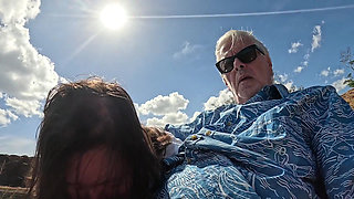 30 Year Old Jinx and 60 Year Old Rex Fuck Outdoors Before Blowjob
