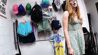 Hot redhead teen thief in glasses fucked
