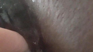 Closeup Fucking My Black Pussy with White Didlo