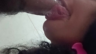 LATINA FUCKING HER THROAT DEEP INSIDE COCK IN A BATHROOM