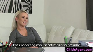 European lesbian casting with blonde beauties