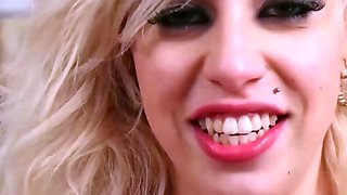 Two tatted gals with meaty fun bags give oral sex