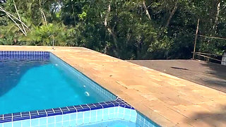 I Made My Dream Come True I Swam Naked in My Neighbor's Pool Then I Gave Him My Tasty Pussy