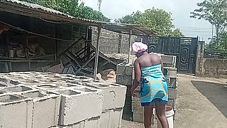 Sexy Village Girl Bath Outside the Compound