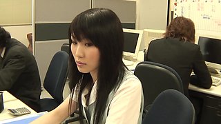 Cute Japanese gal with small tits masturbates in front of a webcam by Our Offices in Japan
