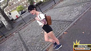 Amateur tattooed babe fucked in public in the car outdoors on a sex date