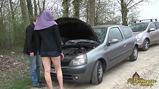 French man public fucking with a hot Arab slut