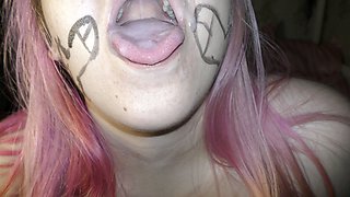 Dirty Cumslut Taste a Lot of Cum From Used Condoms - Milky Mari