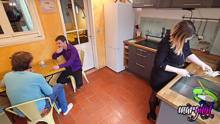 Step Son and His Boyfriend Fuck Me Hard in the Kitchen