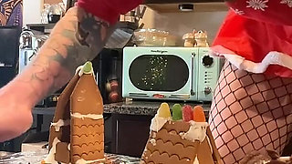 73 Giantess in 8-inch Heels Decorates a Gingerbread Village