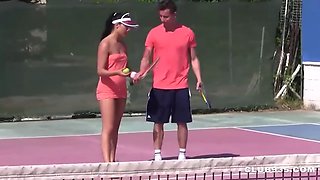 foursome on the tennis court