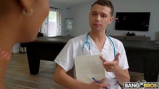Sarai Minx calls nurse for a Covid test & gets her big tits drilled hard