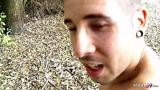 Hard Outdoor Anal Sex for skinny Teen with small Tits and black hair by Stranger with Facial