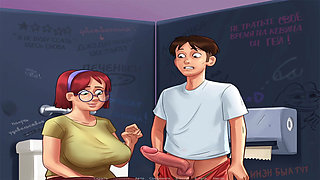 SummertimeSaga - Jerking Off In College Toilet Stall With Girl