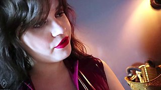 Snatch rub finger and darksome toy fuck in white panties